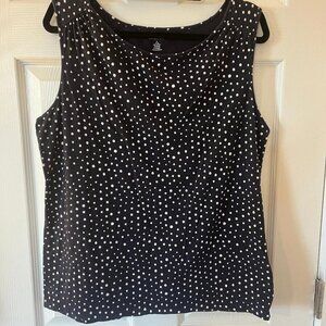Lands' End Womens, Navy and White Polka Dot Tank, Large